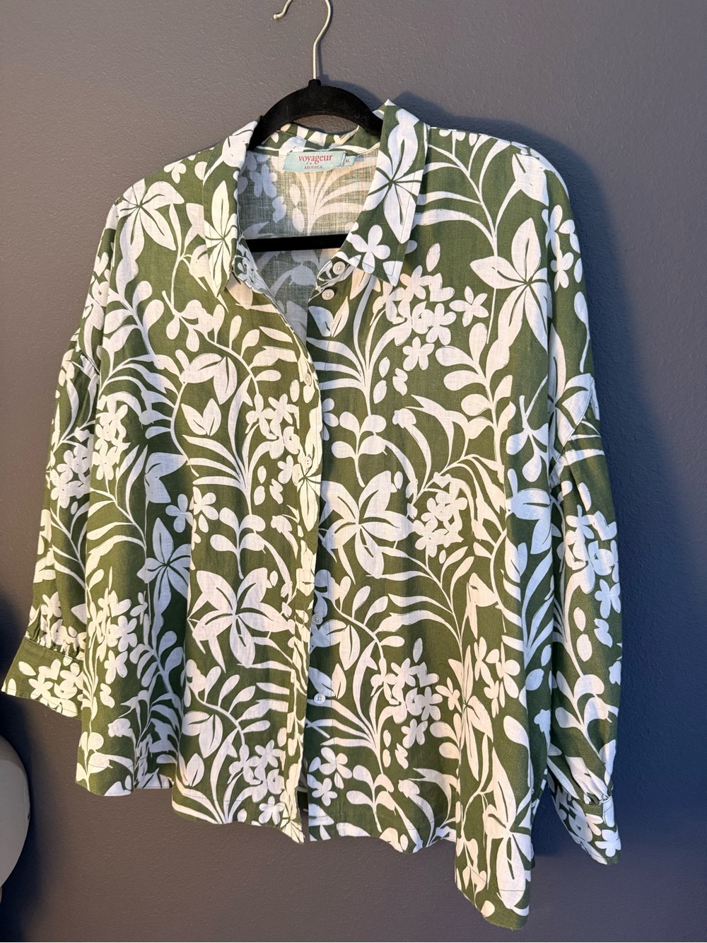 Mersea Voyageur Olive Floral Button-Down Shirt